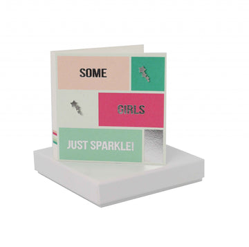 Some Girls Sparkle Card - Shooting Star Earrings Coral and Mint